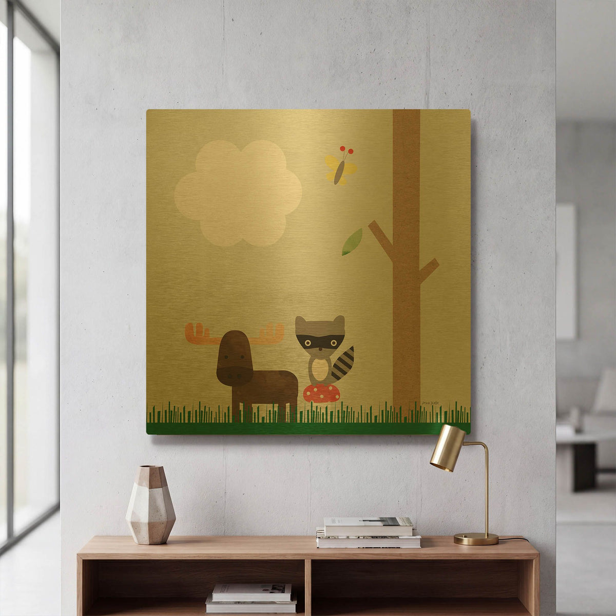 'Wood Land Animals I' By Ann Kelle Gold Metal Wall Art