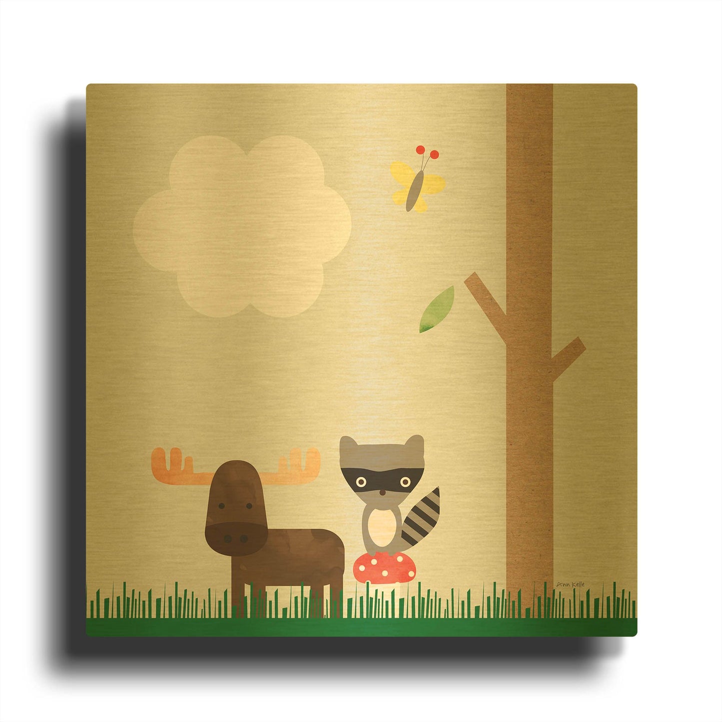 'Wood Land Animals I' By Ann Kelle Gold Metal Wall Art