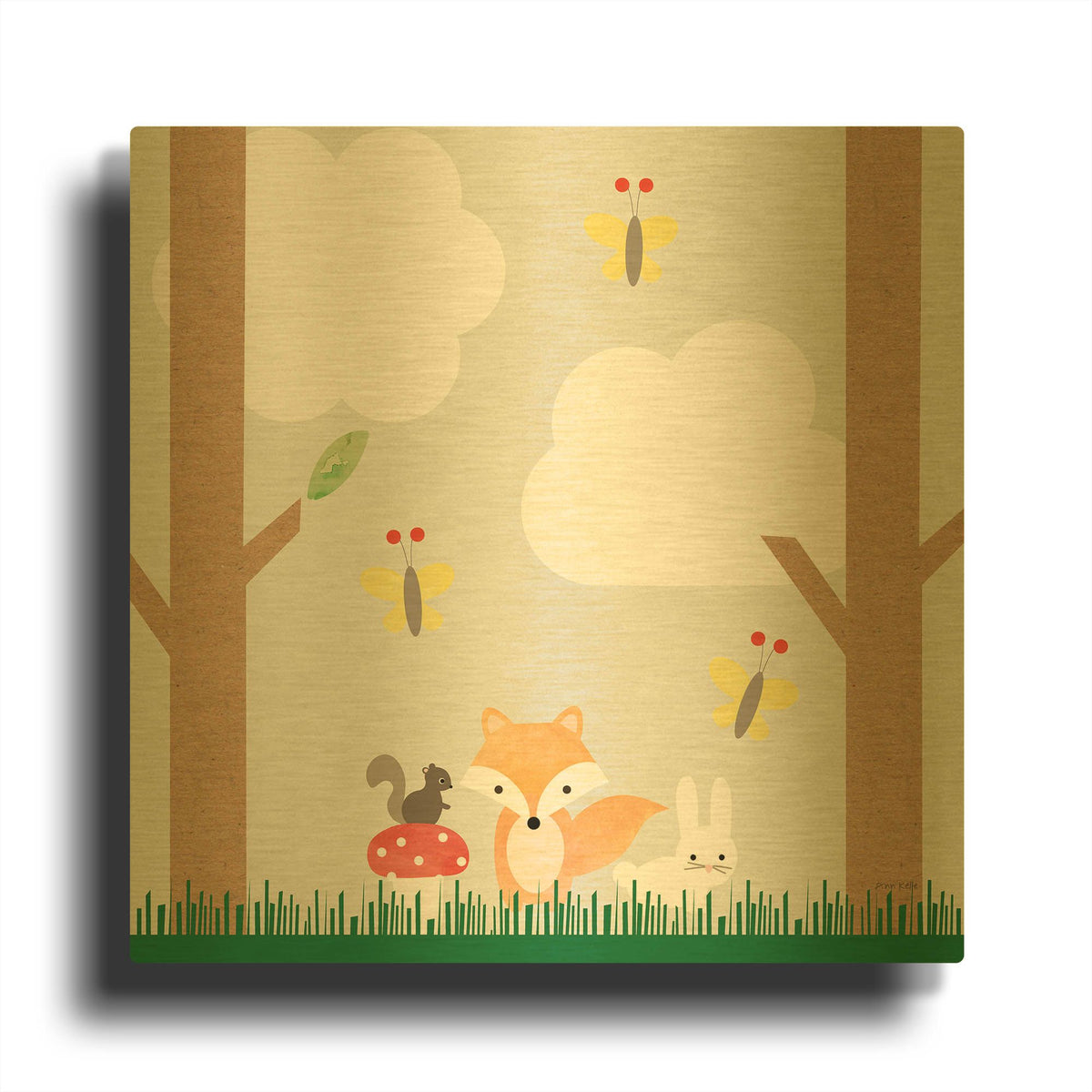 'Wood Land Animals II' By Ann Kelle Gold Metal Wall Art