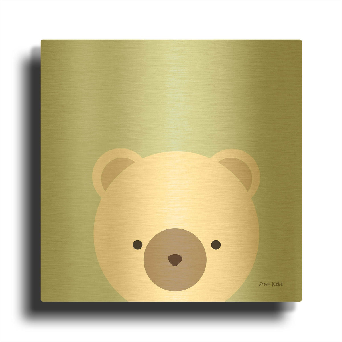 'Cuddly Bear' By Ann Kelle Gold Metal Wall Art