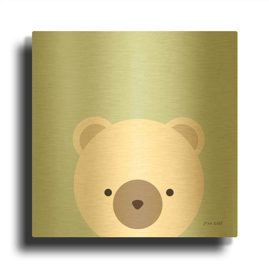 'Cuddly Bear' By Ann Kelle Gold Metal Wall Art