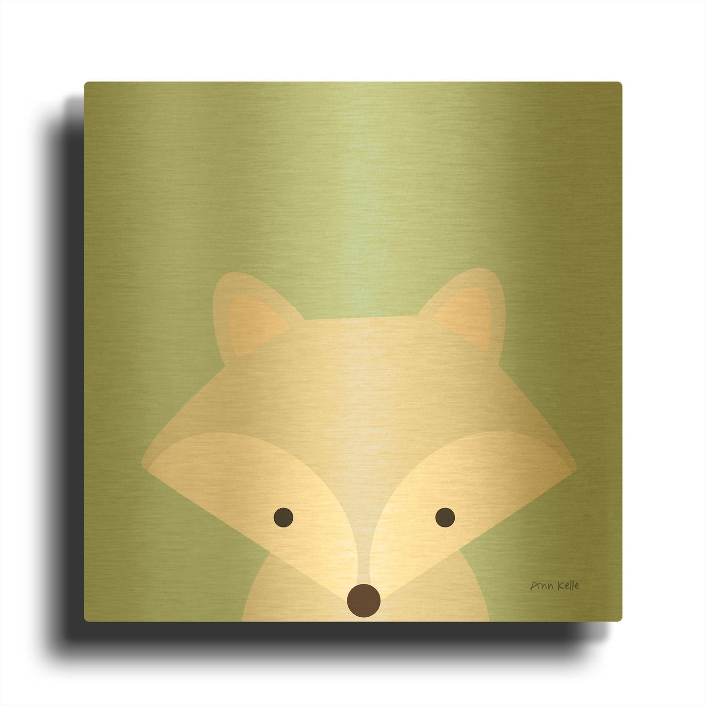 'Cuddly Fox' By Ann Kelle Gold Metal Wall Art