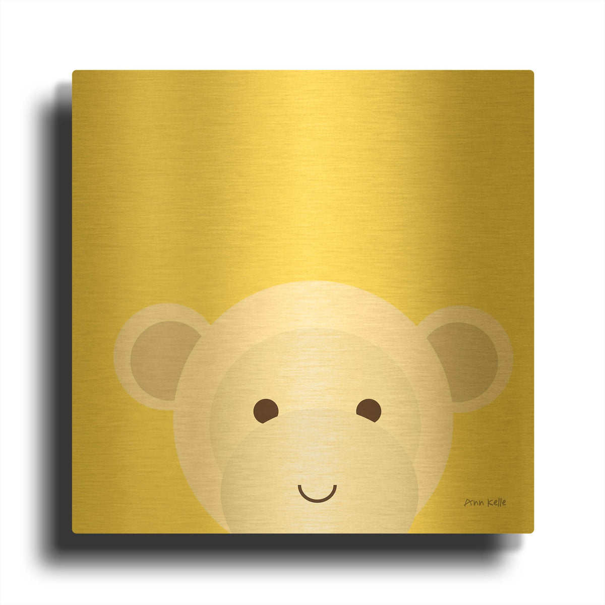 'Cuddly Monkey' By Ann Kelle Gold Metal Wall Art