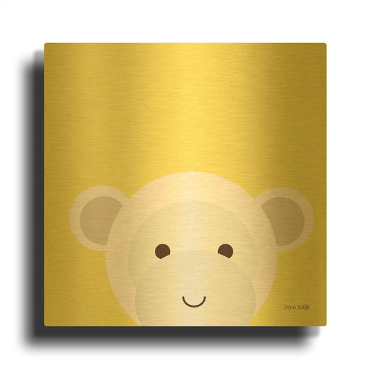 'Cuddly Monkey' By Ann Kelle Gold Metal Wall Art