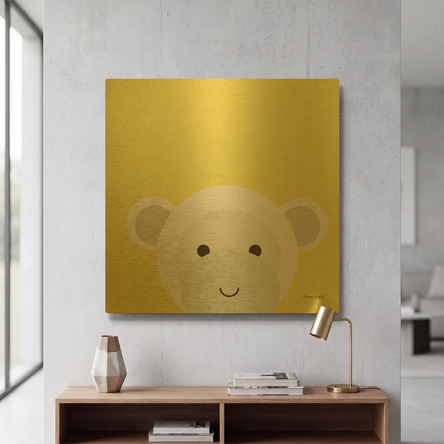 'Cuddly Monkey' By Ann Kelle Gold Metal Wall Art
