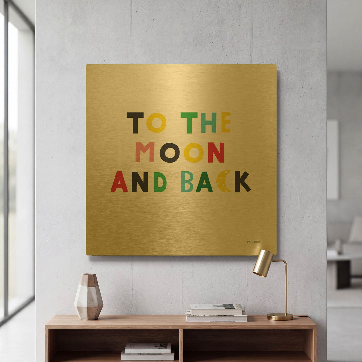 'To the Moon and Back' By Ann Kelle Gold Metal Wall Art