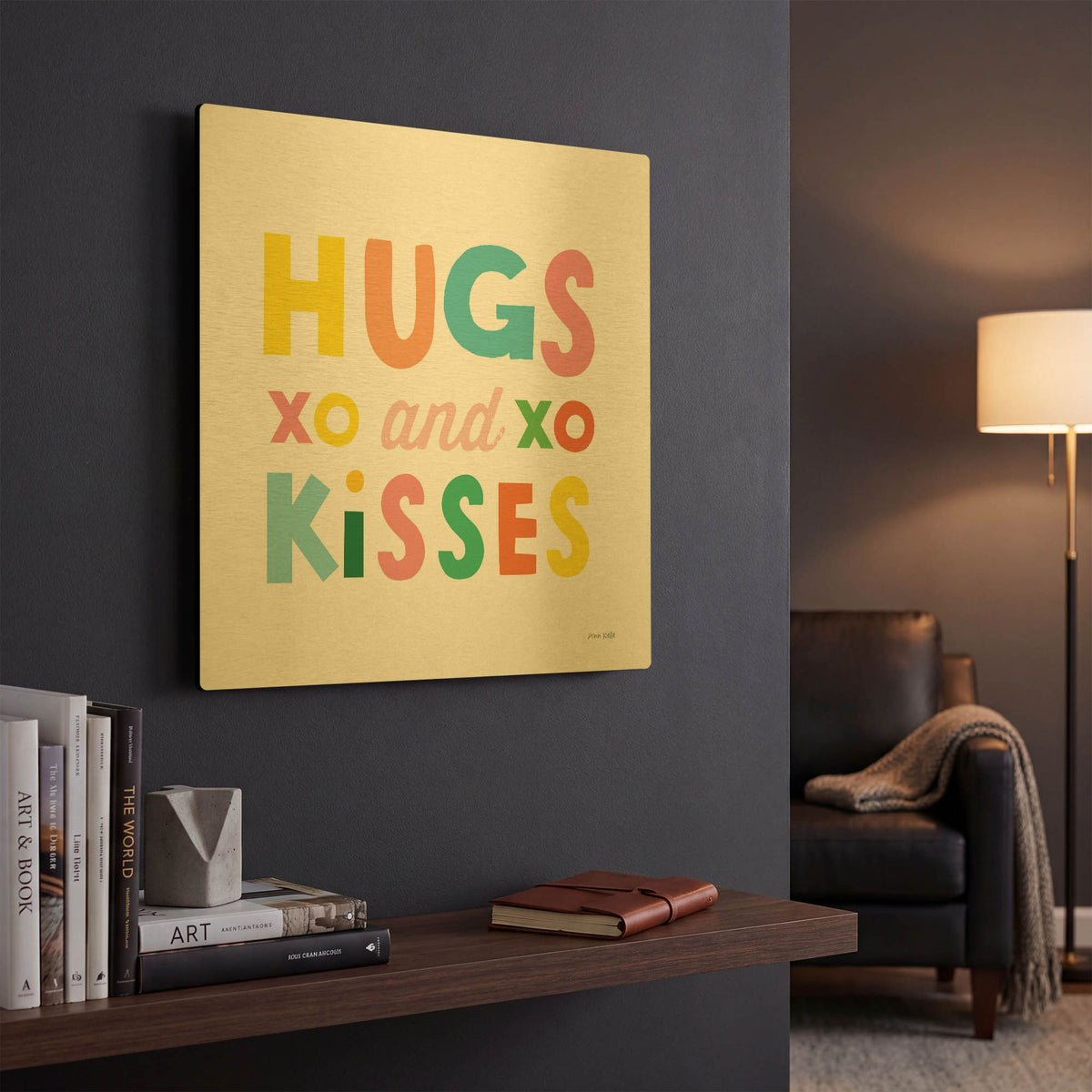 'Hugs and Kisses' By Ann Kelle Gold Metal Wall Art