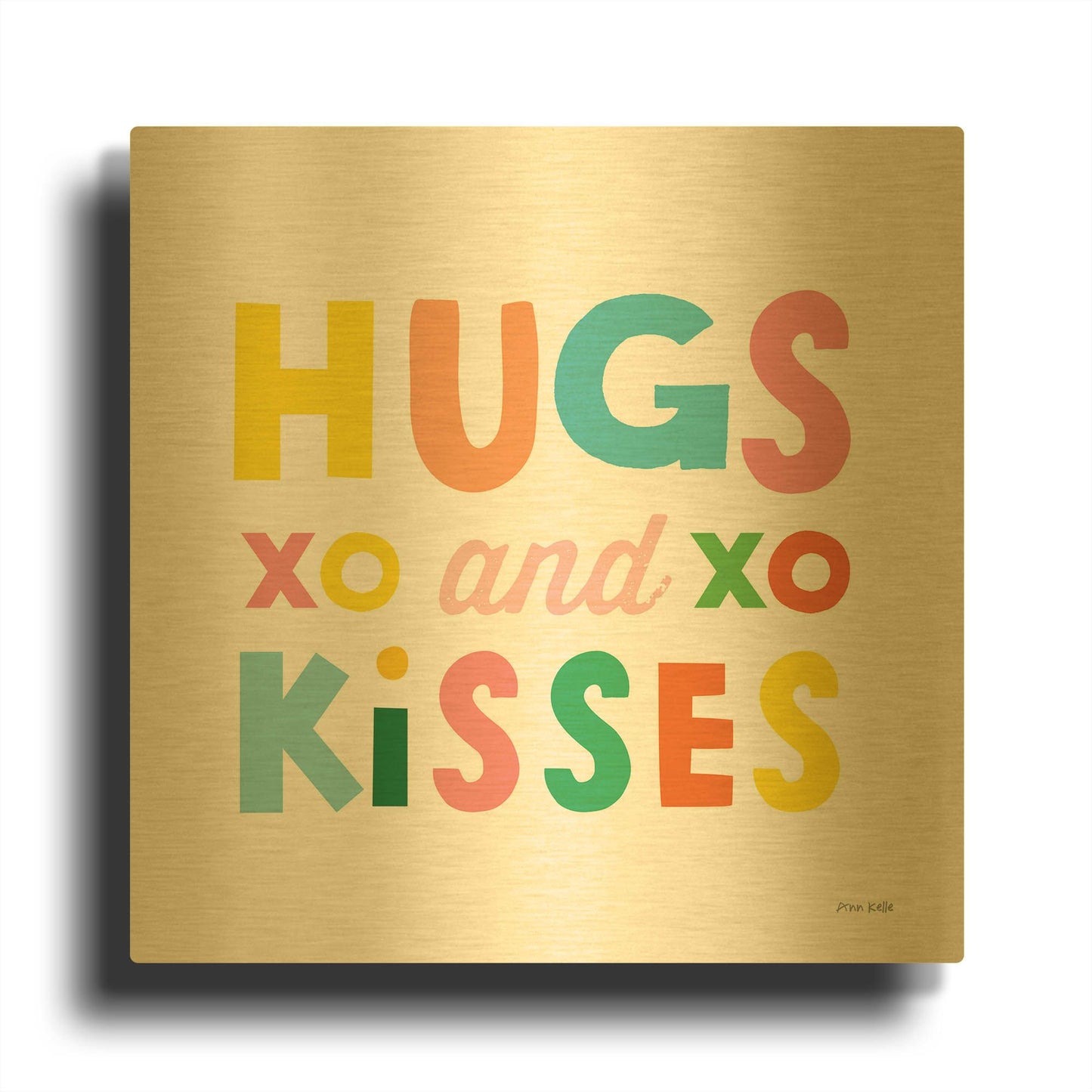'Hugs and Kisses' By Ann Kelle Gold Metal Wall Art