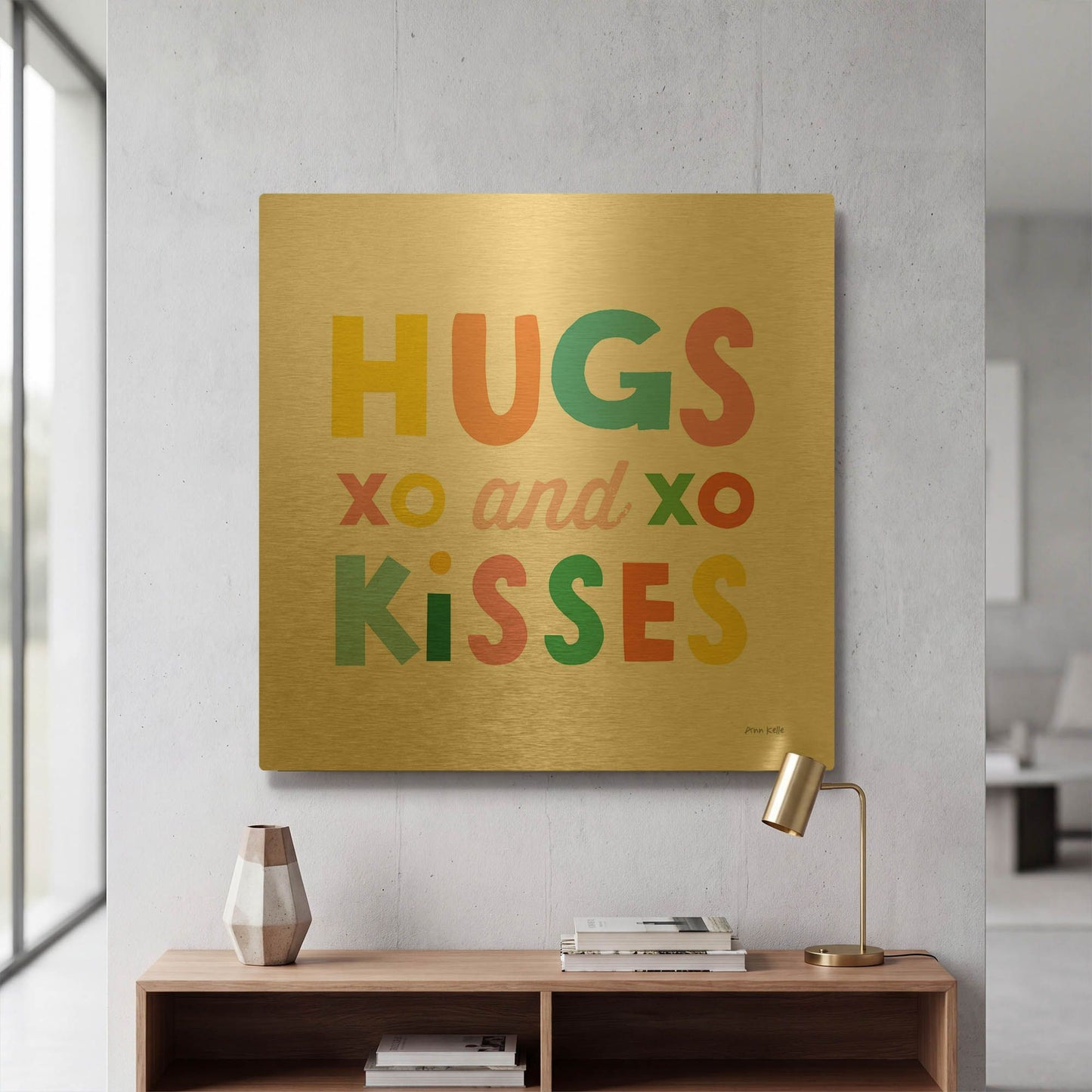 'Hugs and Kisses' By Ann Kelle Gold Metal Wall Art