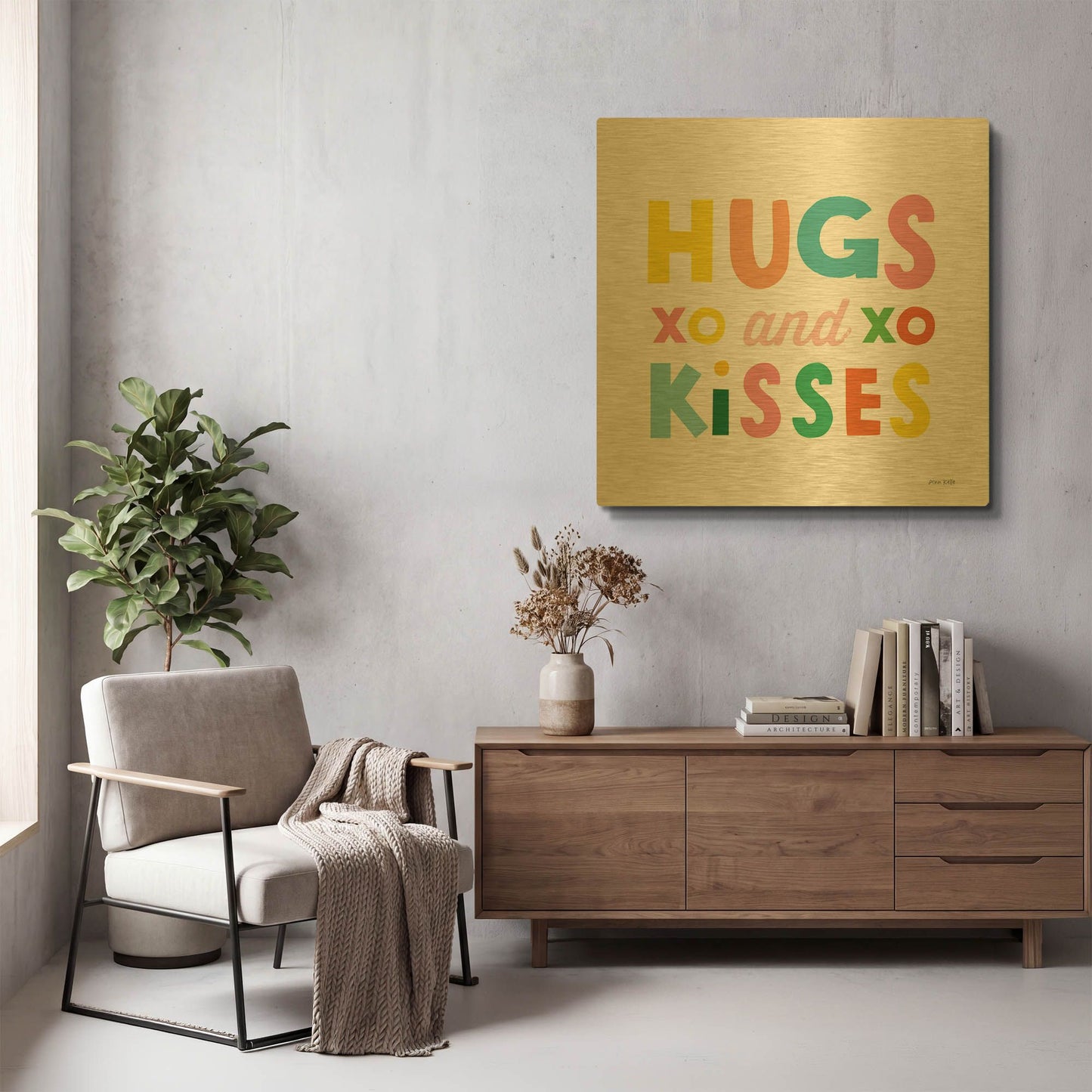 'Hugs and Kisses' By Ann Kelle Gold Metal Wall Art