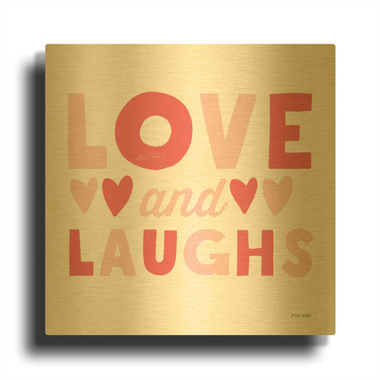 'Love and Laughs Pink' By Ann Kelle Gold Metal Wall Art