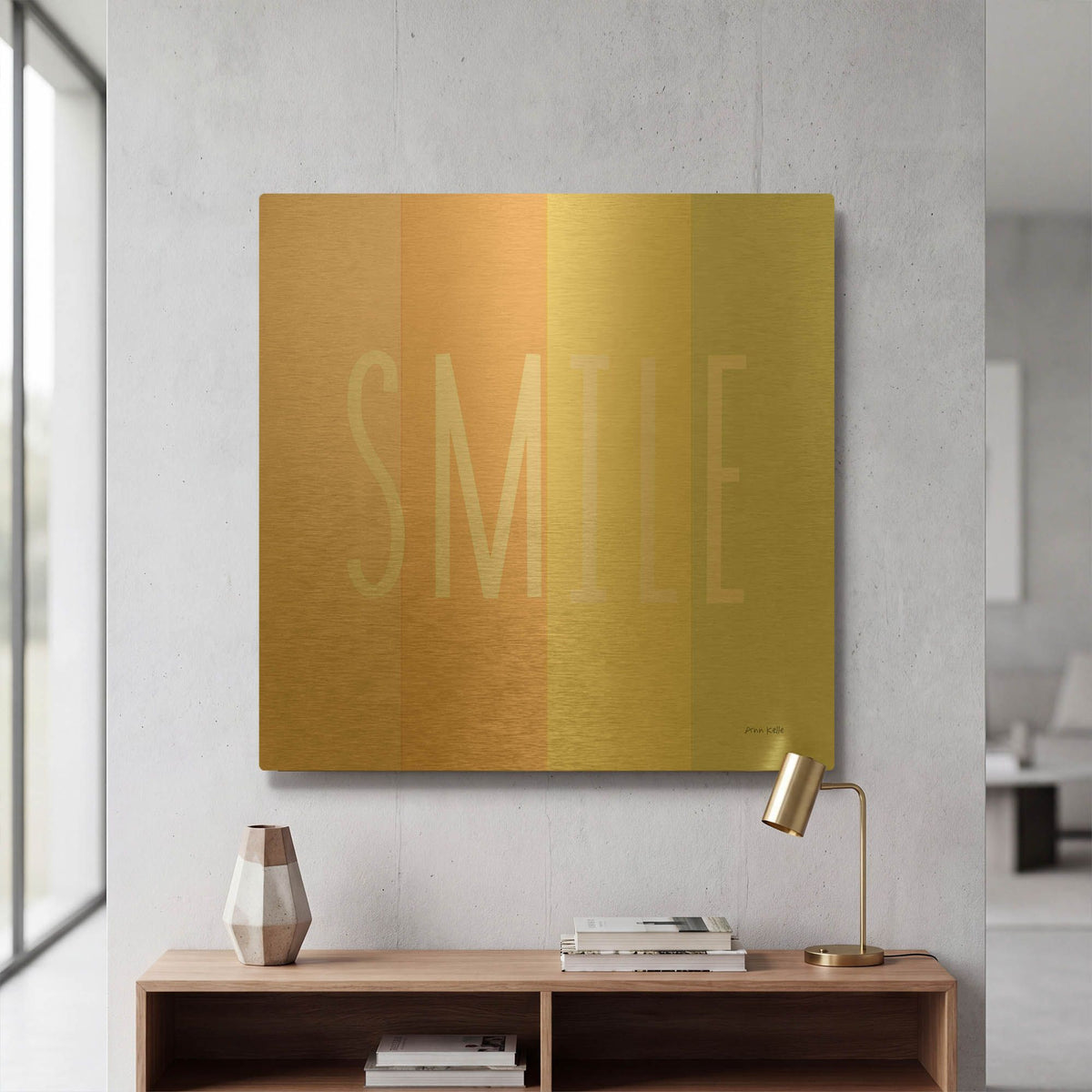 'Smile Rainbow' By Ann Kelle Gold Metal Wall Art