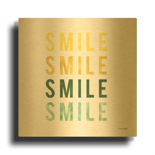 'Smile Smile' By Ann Kelle Gold Metal Wall Art