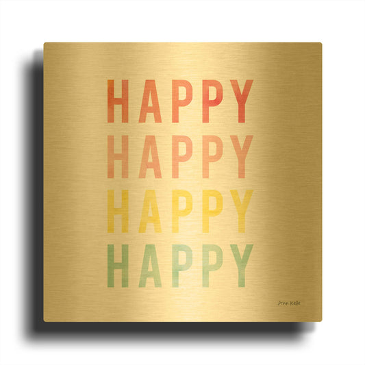 'Happy Happy' By Ann Kelle Gold Metal Wall Art