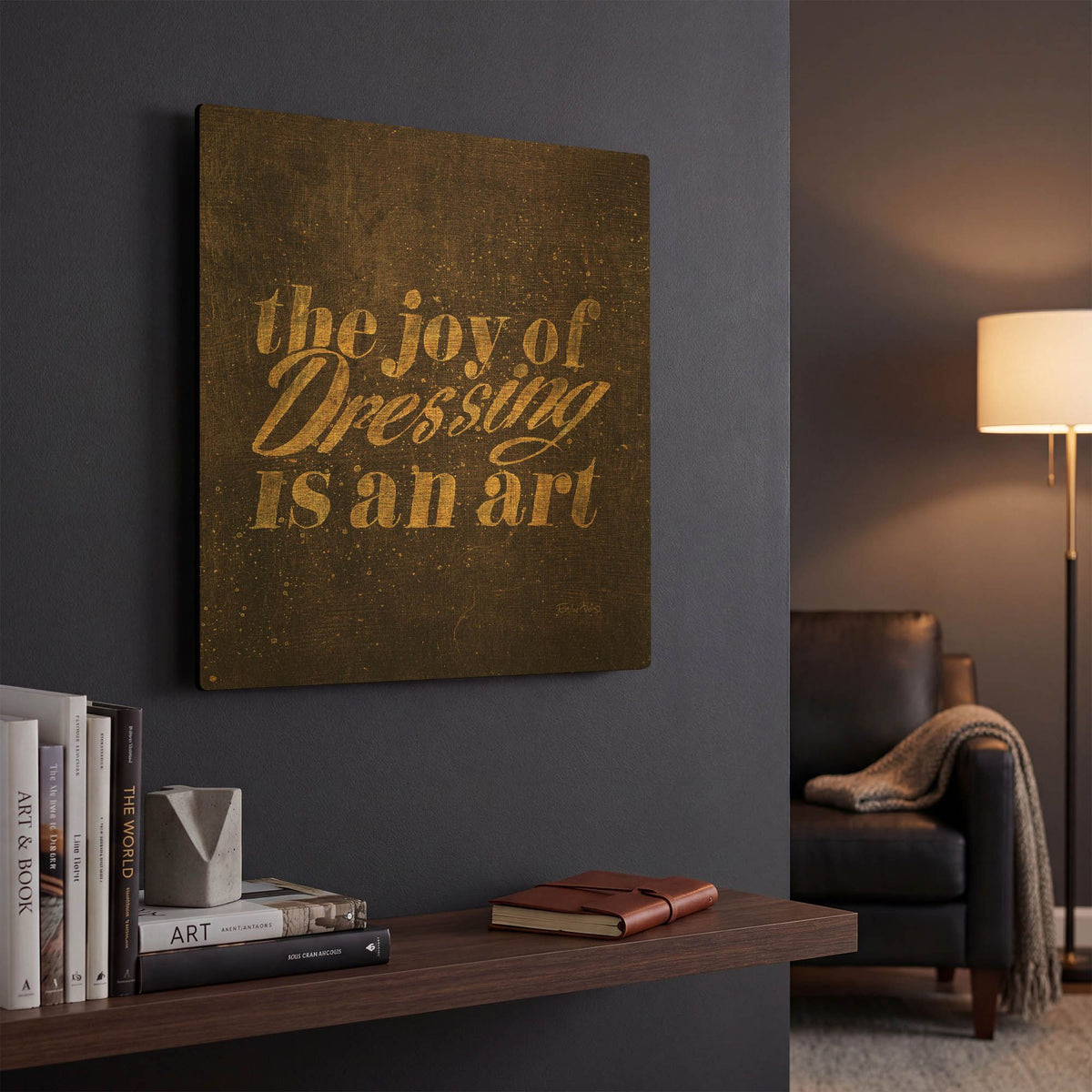 'Shoe Fetish Quotes V Dark' By Emily Adams Gold Metal Wall Art