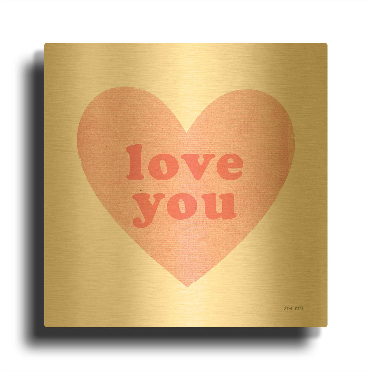 'Love Heart' By Ann Kelle Gold Metal Wall Art