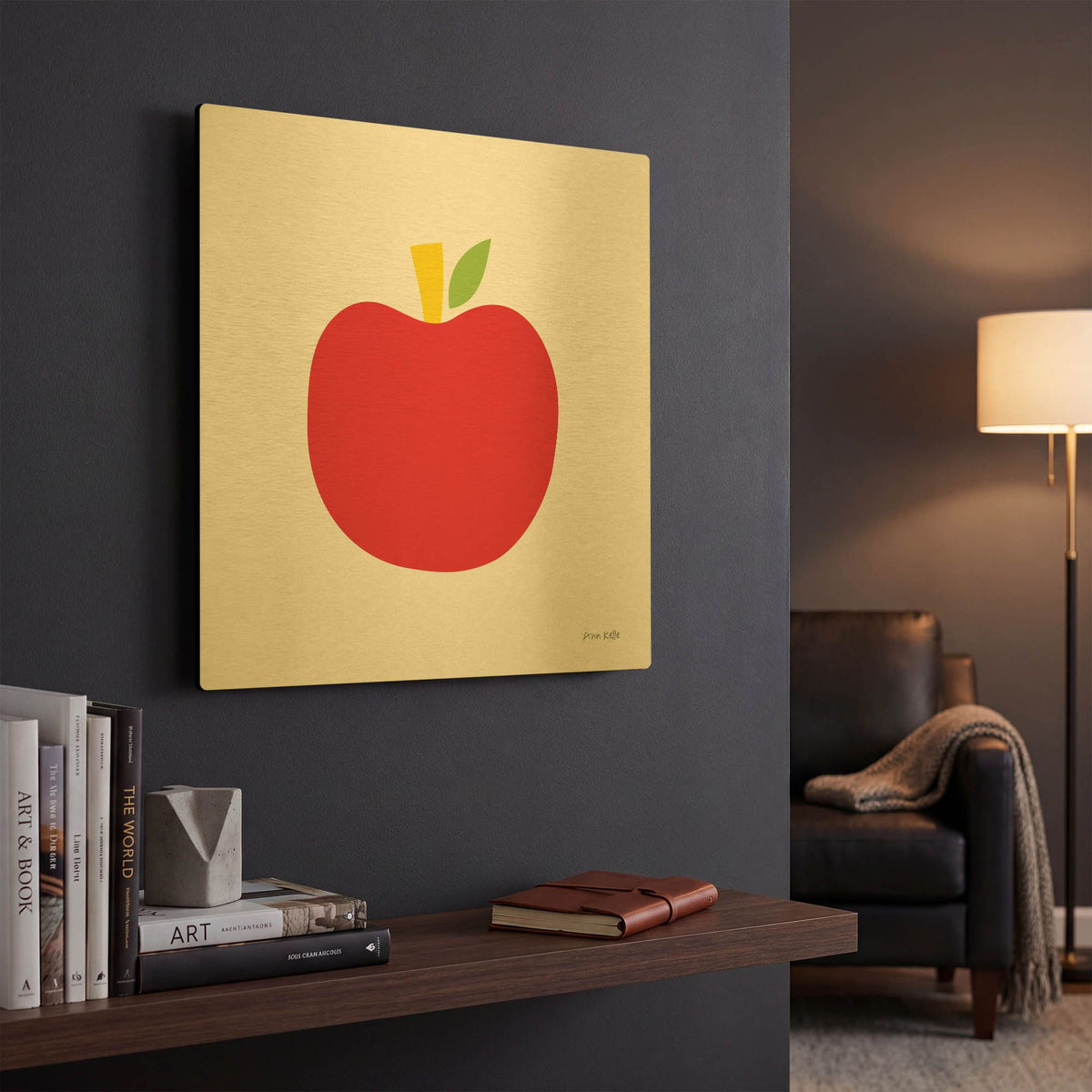 'Red Apple' By Ann Kelle Gold Metal Wall Art