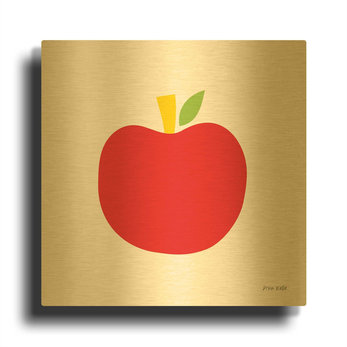 'Red Apple' By Ann Kelle Gold Metal Wall Art