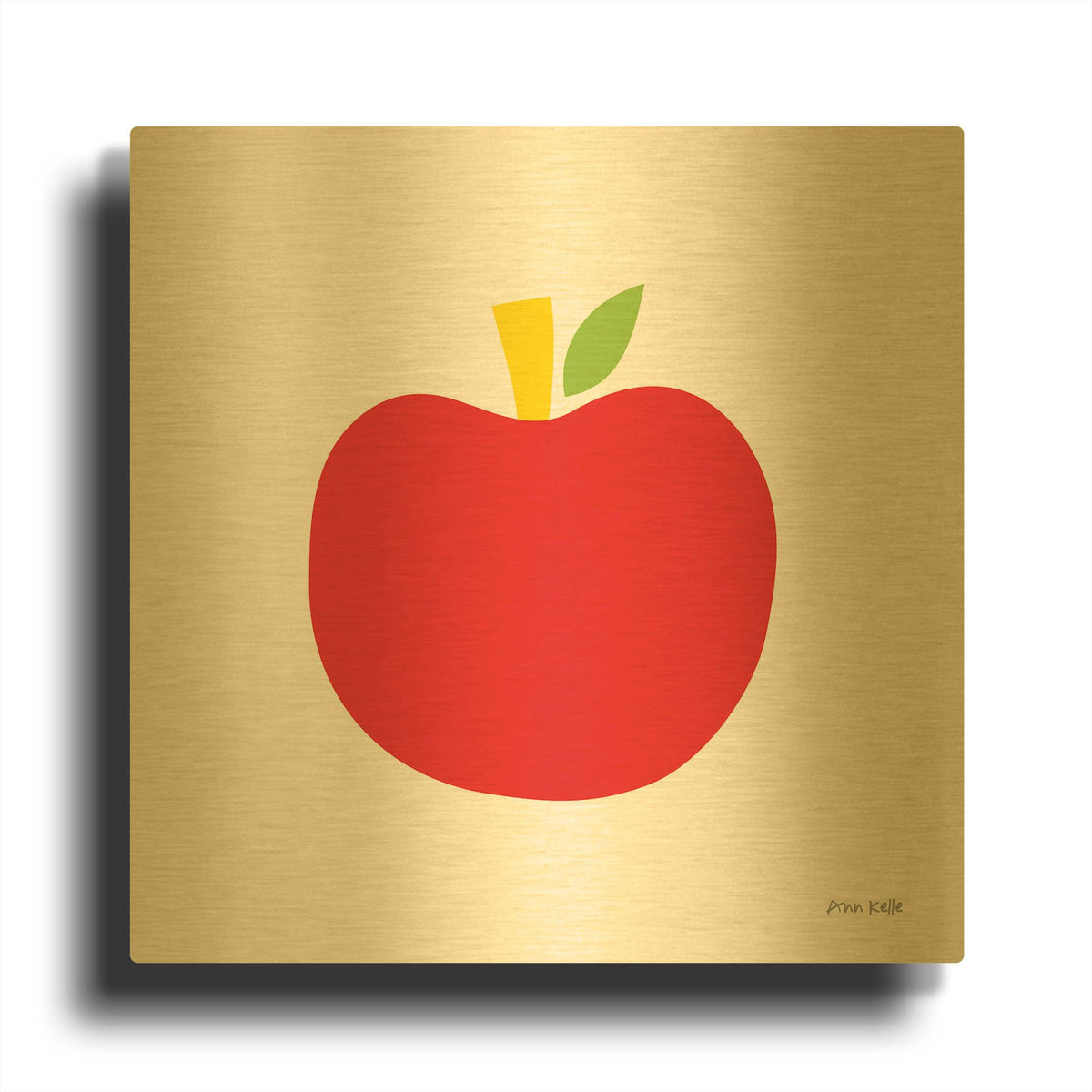 'Red Apple' By Ann Kelle Gold Metal Wall Art