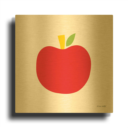 'Red Apple' By Ann Kelle Gold Metal Wall Art