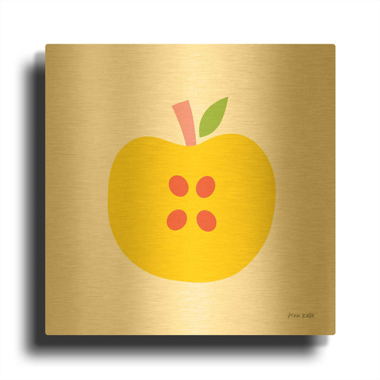 'Yellow Apple' By Ann Kelle Gold Metal Wall Art