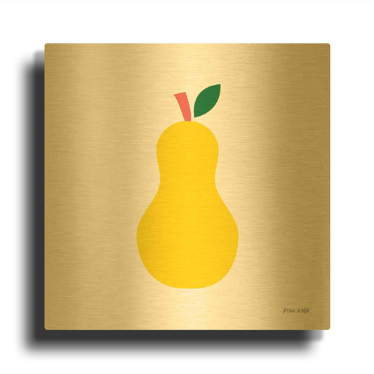 'Yellow Pear' By Ann Kelle Gold Metal Wall Art