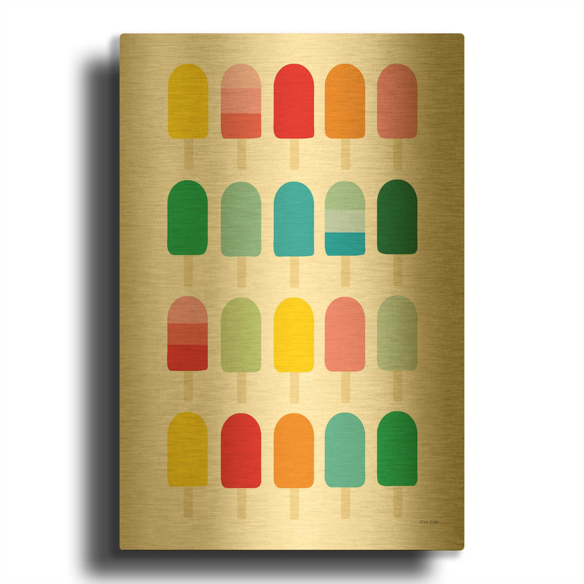'Popcycle Fun' By Ann Kelle Gold Metal Wall Art