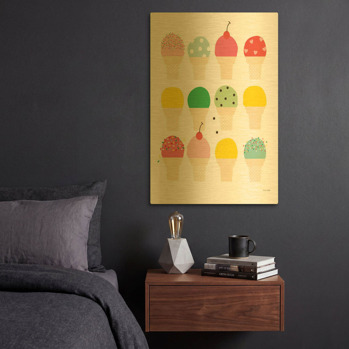 'Ice Cream Fun' By Ann Kelle Gold Metal Wall Art