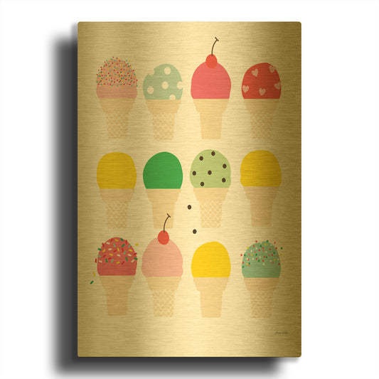 'Ice Cream Fun' By Ann Kelle Gold Metal Wall Art
