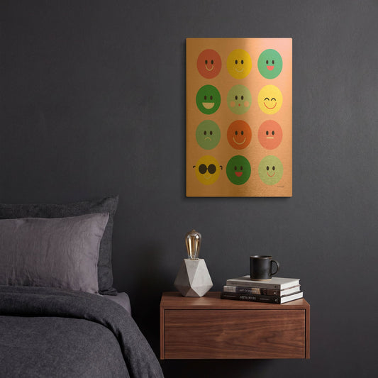 'Happy Circles' By Ann Kelle Gold Metal Wall Art