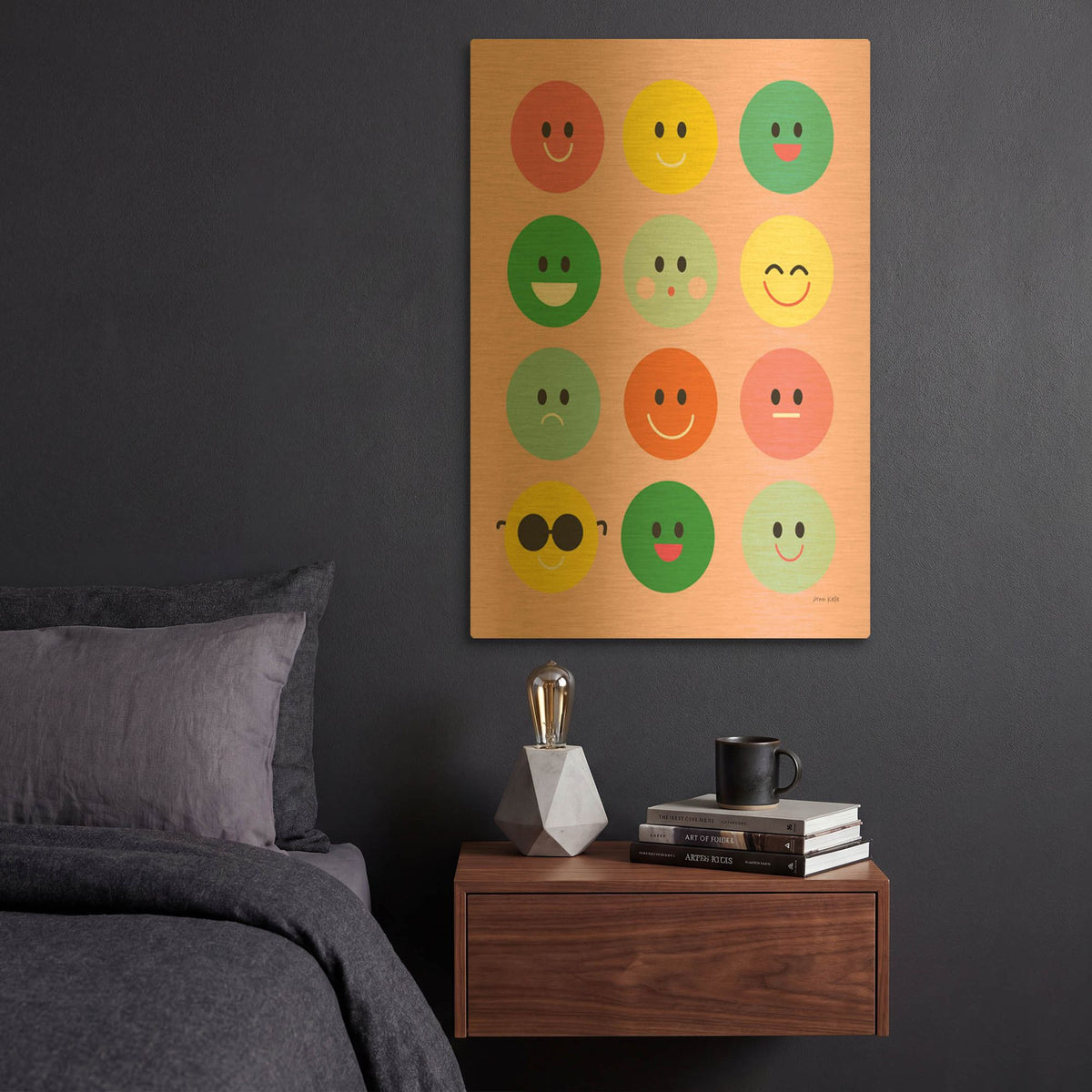 'Happy Circles' By Ann Kelle Gold Metal Wall Art