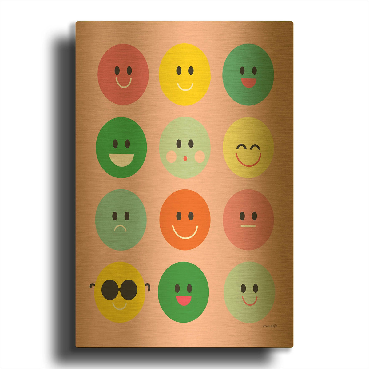 'Happy Circles' By Ann Kelle Gold Metal Wall Art