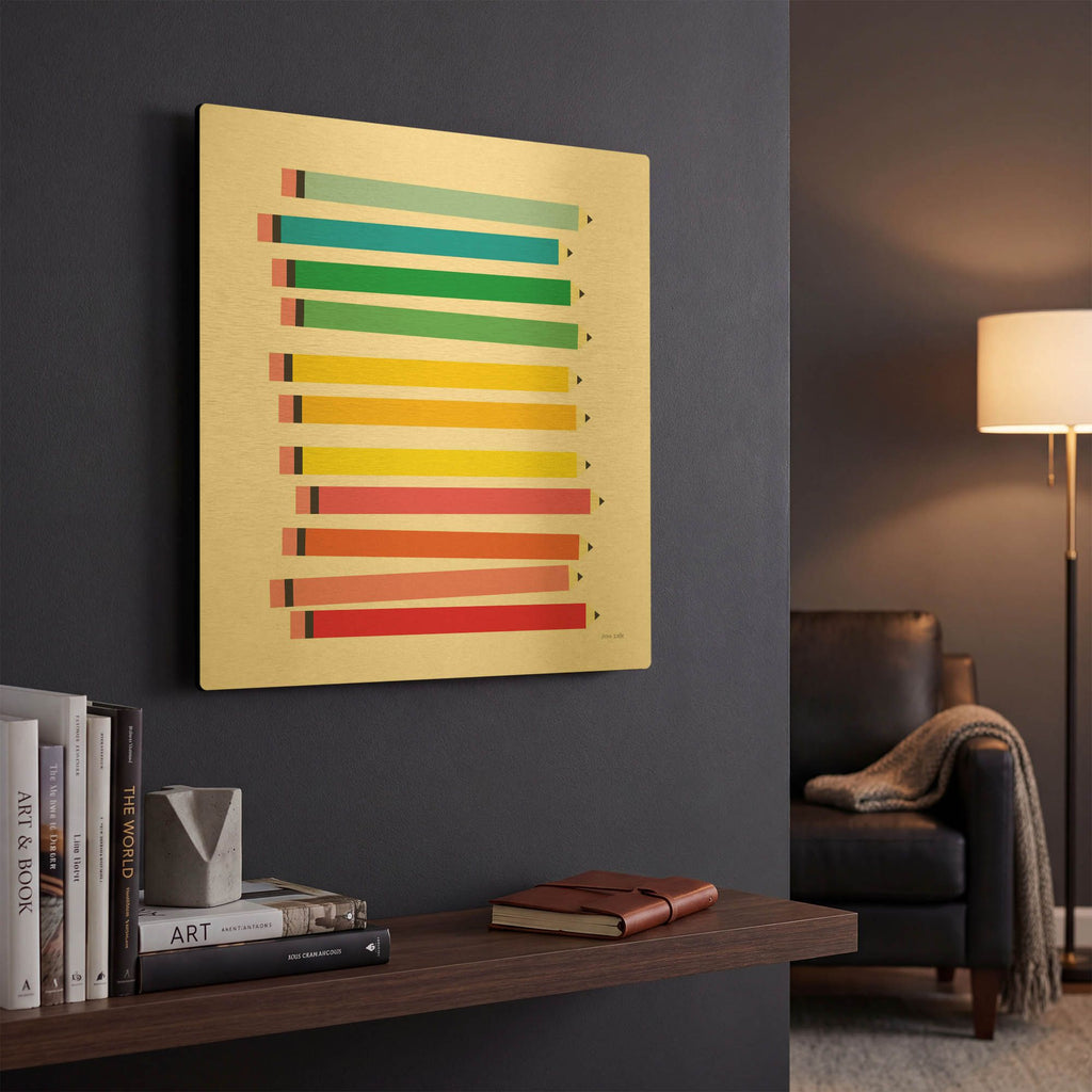 'Colored Pencils' By Ann Kelle Gold Metal Wall Art