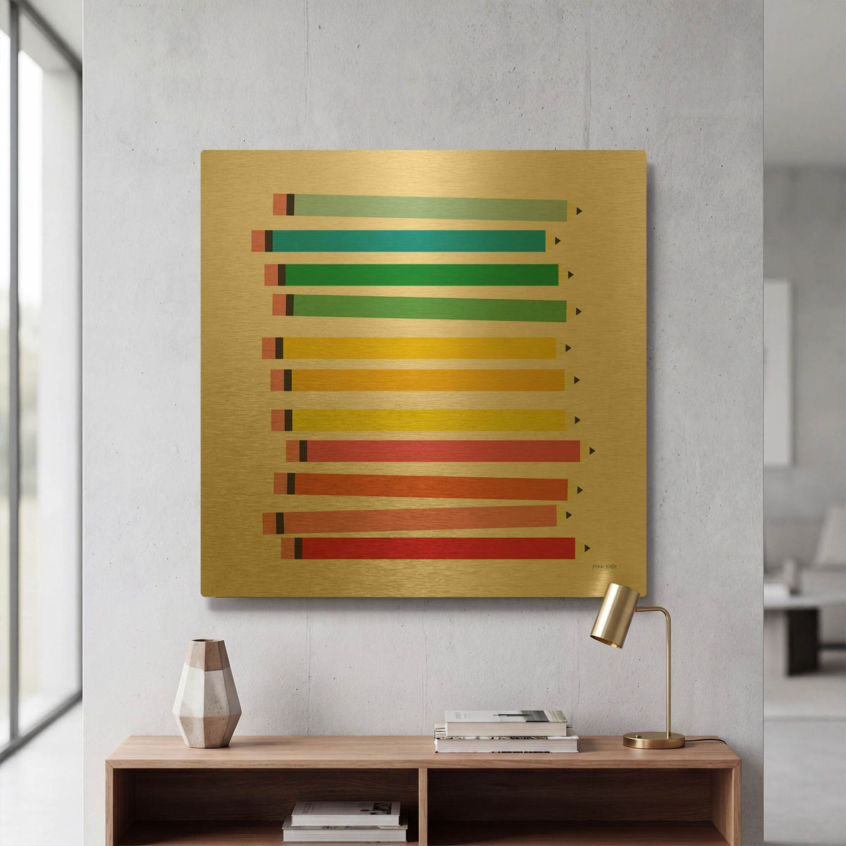 'Colored Pencils' By Ann Kelle Gold Metal Wall Art
