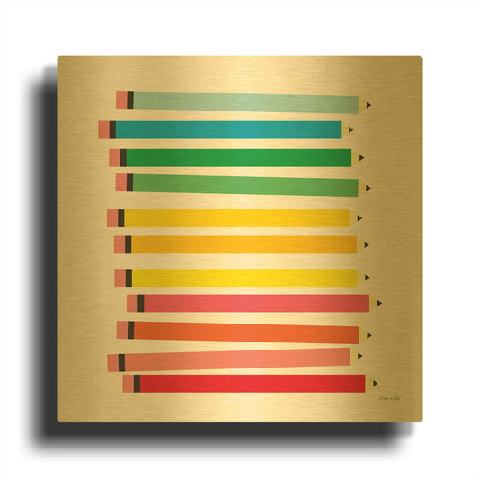 'Colored Pencils' By Ann Kelle Gold Metal Wall Art