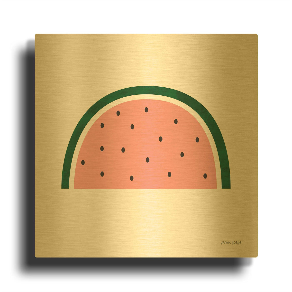 'Watermelon 2' By Ann Kelle Gold Metal Wall Art