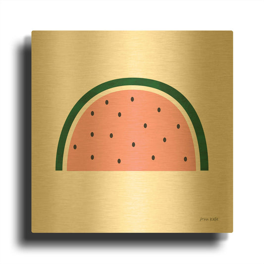 'Watermelon 2' By Ann Kelle Gold Metal Wall Art
