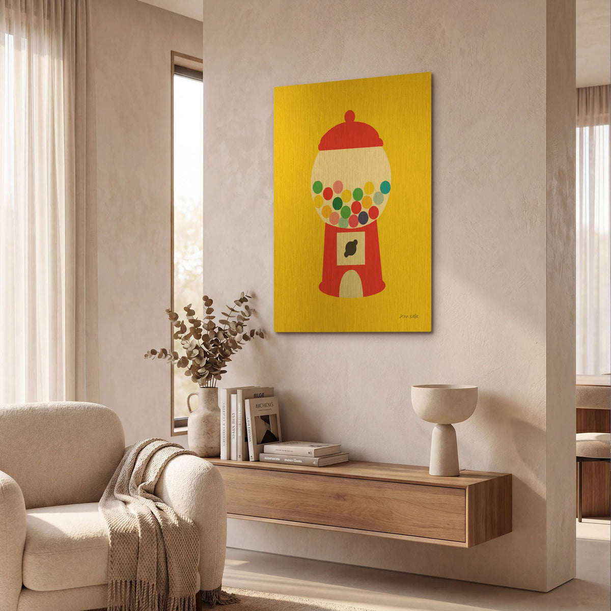 'Gumball Machine' By Ann Kelle Gold Metal Wall Art