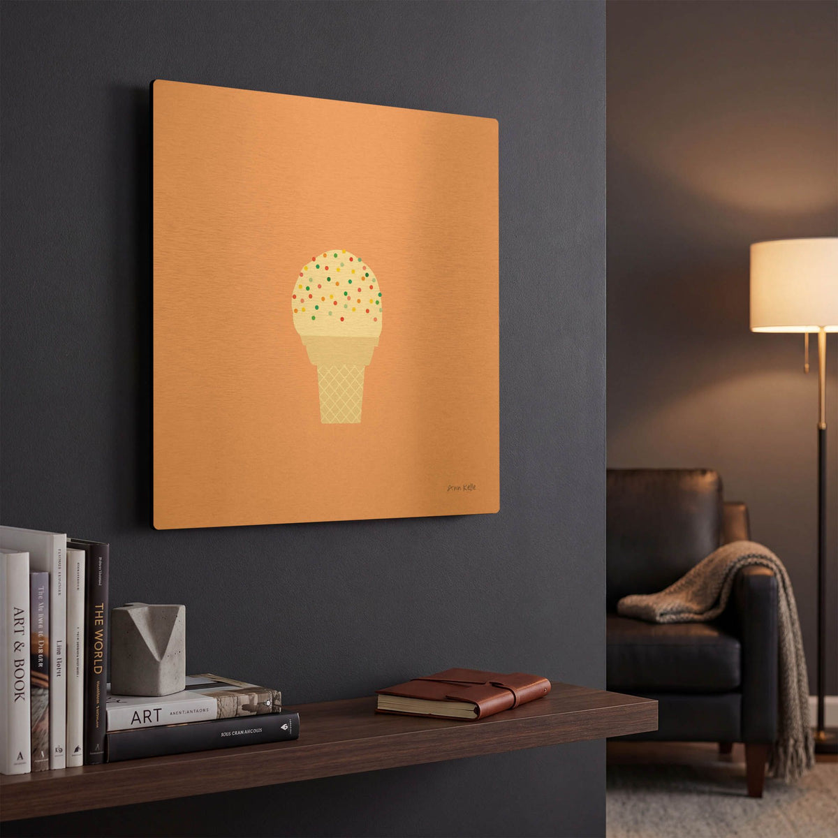 'Ice Cream Cone I' By Ann Kelle Gold Metal Wall Art