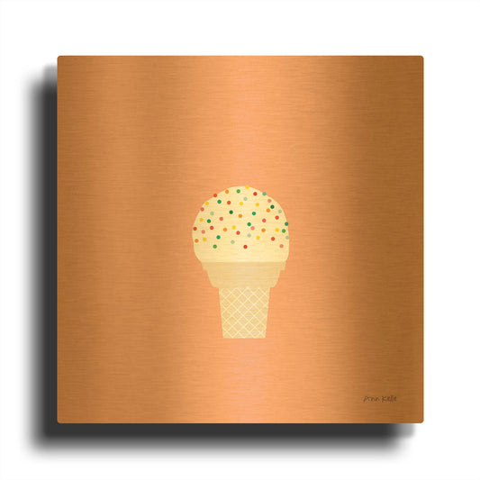 'Ice Cream Cone I' By Ann Kelle Gold Metal Wall Art