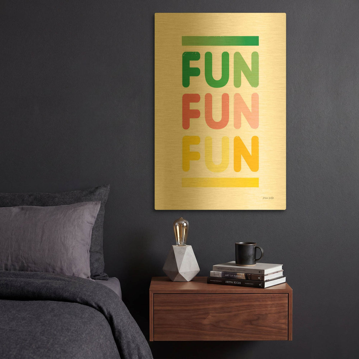 'Fun' By Ann Kelle Gold Metal Wall Art