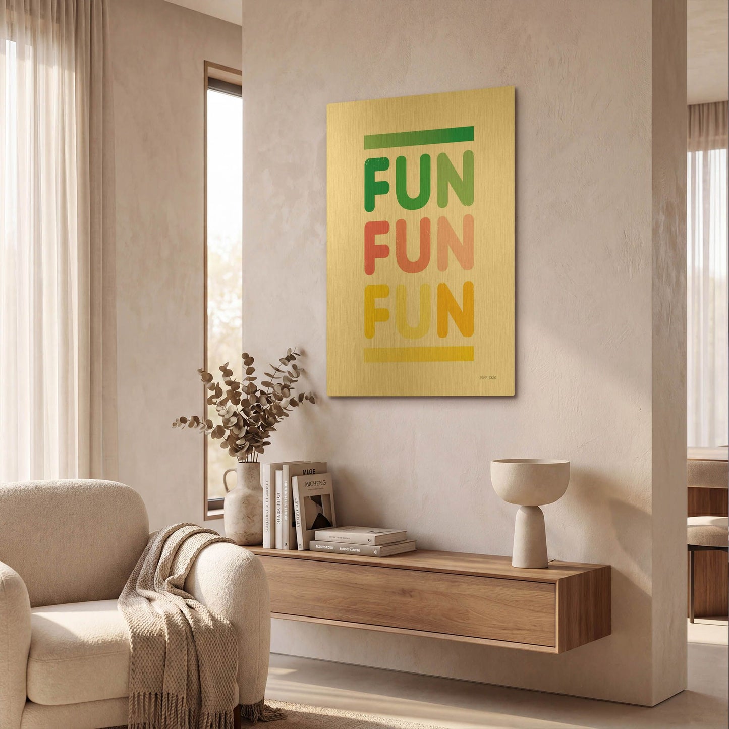 'Fun' By Ann Kelle Gold Metal Wall Art