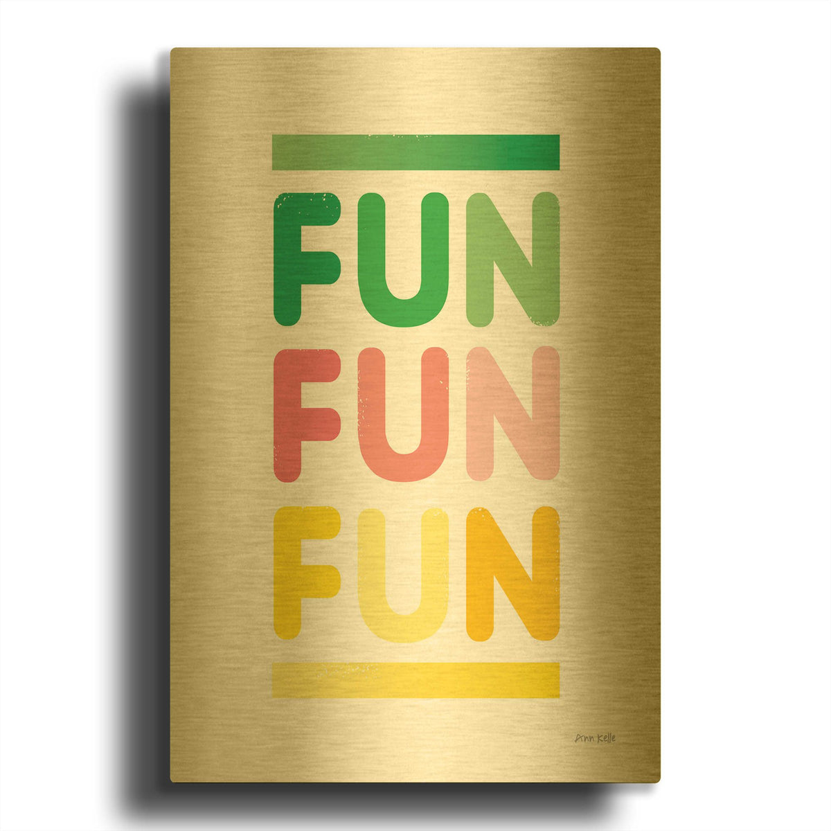'Fun' By Ann Kelle Gold Metal Wall Art