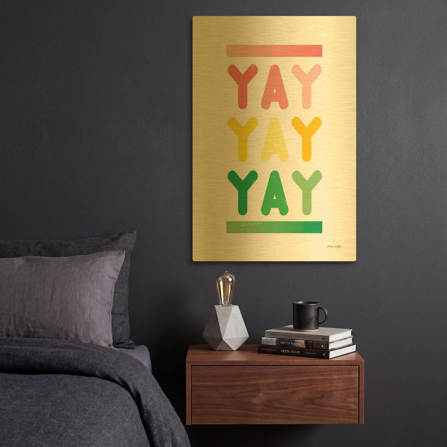 'Yay' By Ann Kelle Gold Metal Wall Art