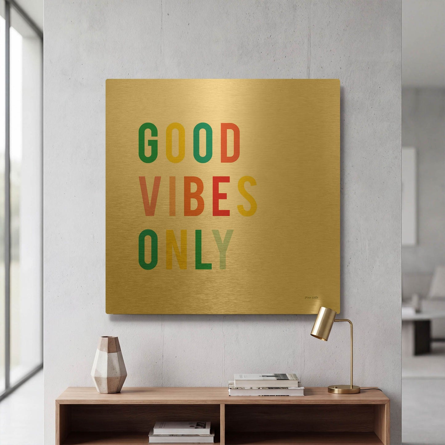 'Good Vibes Only' By Ann Kelle Gold Metal Wall Art