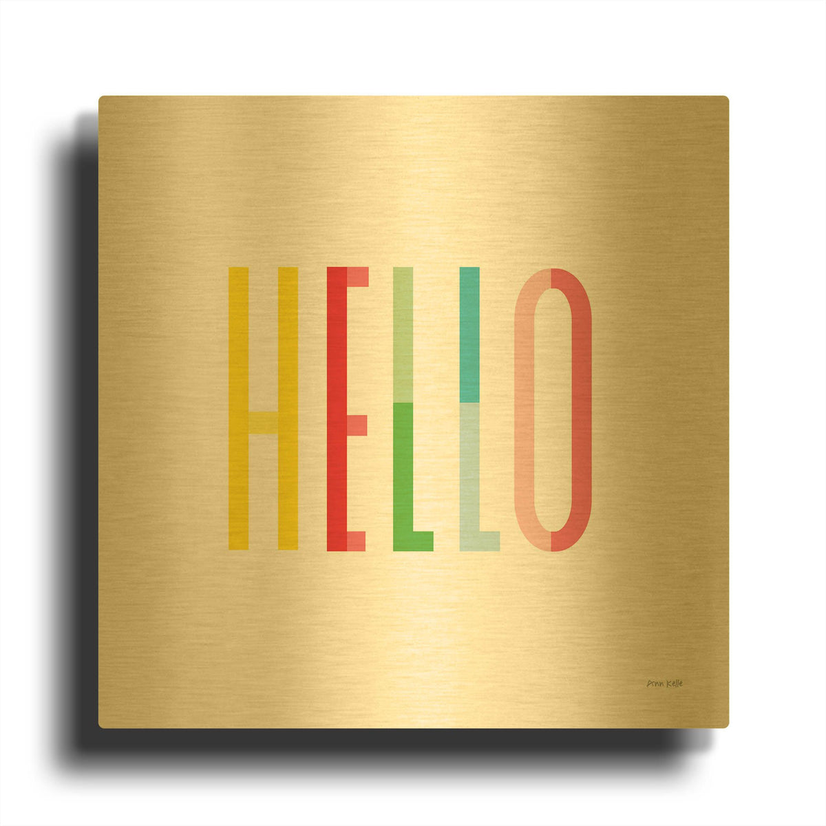 'Hello' By Ann Kelle Gold Metal Wall Art