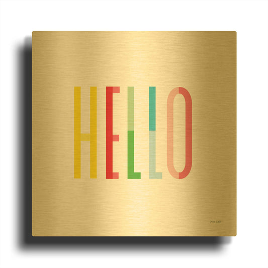 'Hello' By Ann Kelle Gold Metal Wall Art