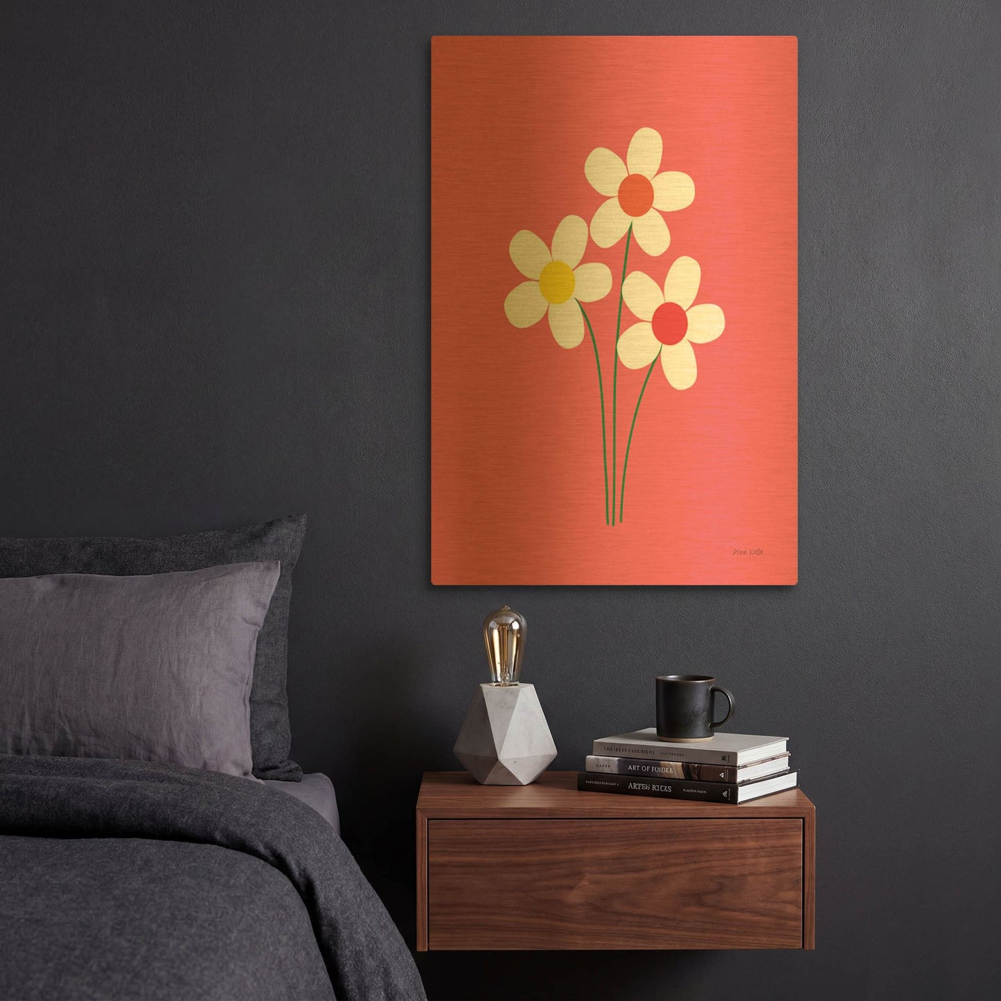 'Daisies I' By Ann Kelle Gold Metal Wall Art