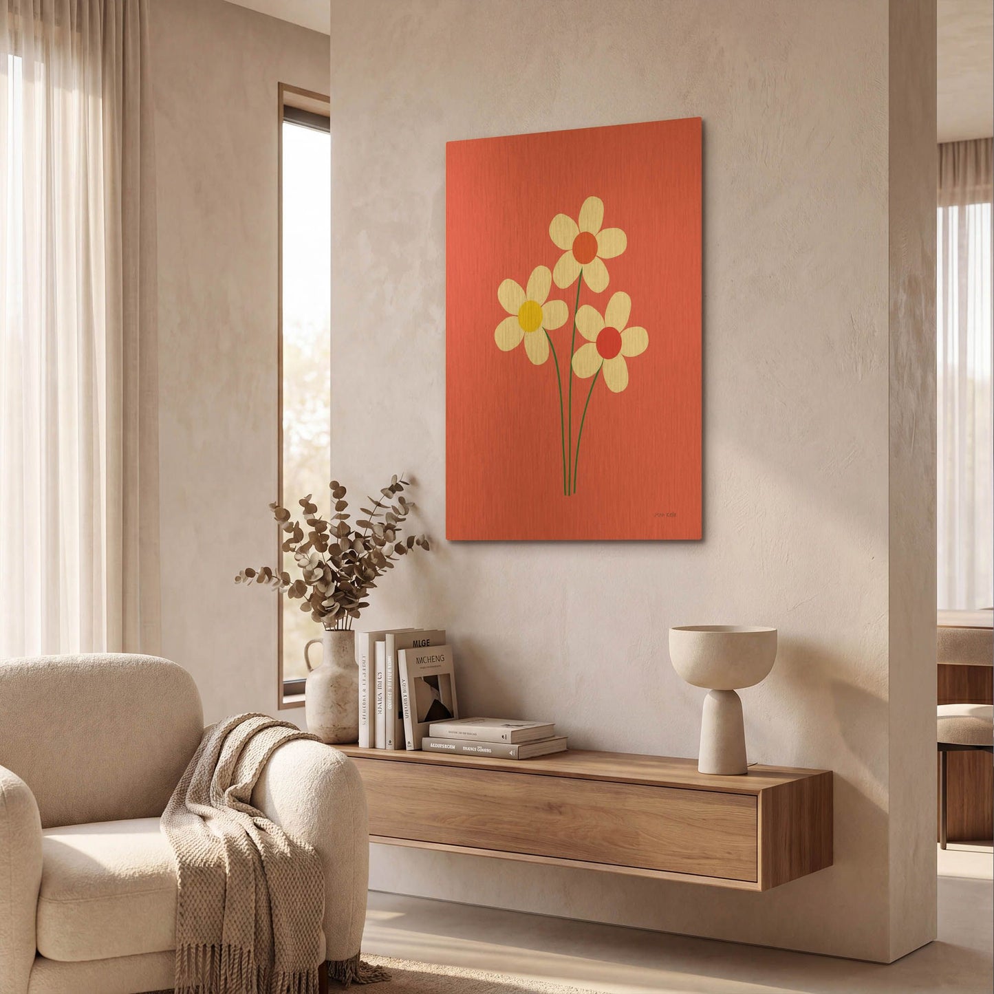 'Daisies I' By Ann Kelle Gold Metal Wall Art