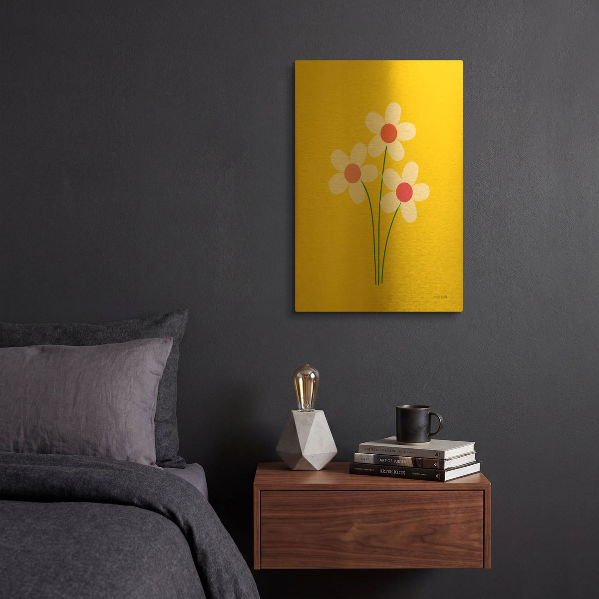 'Daisies II' By Ann Kelle Gold Metal Wall Art
